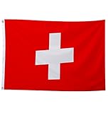 150x90cm Schweiz Flagge, Schweizer Fahne mit 2 Metallösen für den Innen- und Außenbereich, Schweiz Nationalflagge in leuchtenden Farben, dekoriert bei Sportveranstaltungen, Partys,