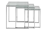 AC Design Furniture Jannis 3er-Set Satztisch mit Tischplatte aus Glas und Metallgestell, Beistelltisch 3-teilig fürs Wohnzimmer, Quadratisches Couchtisch-Set, Modernes Design, B: 50 x H: 55 x T: 50