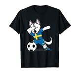 Tupfen Husky Dog Schweden Fußball - Schwedische Flagge T-S