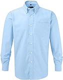 Russell Collection Hemd, Oxford, langarm, Große Größe, Herren, Pflegeleichtes Langarm Oxford Hemd, Bleu - Oxford-B