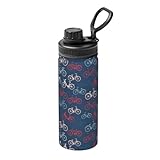 VYONNE Isolierte Fahrrad-Wasserflasche mit Strohhalm und Deckel, Edelstahl, Sport-Wasserflaschen für Männer und Frauen, Erwachsene, Fitnessstudio, Outdoor-Sp