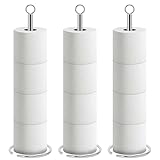 NearMoon Toilettenpapierhalter, freistehend, mit Reserve, für 4 Rollen, aus Metall, verchromt, 3 Stück