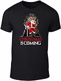 Christmas is Coming Men's T-Shirt - Xmas Gift Game Present of Thrones HBO Snow Black M