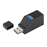 EasyULT USB 3.0 3-Port-Hub (2 USB 2.0 + USB 3.0), Datenhub für Apple MacBook, Mac Air, MacPro, Windows Laptops und Ultrabooks, sowie PCs und weiteren USB 3.0 kompatiblen Geräten (Schwarz)
