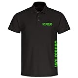 VIMAVERTRIEB® Herren Poloshirt Wolfsburg - Brust & Seite - Druck: grün - Männer Polo Shirt Fußball Fanartikel Fanshop - Größe: 3XL schw