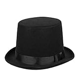 TrendandStylez Zylinder Filzhut, Größe 56-61, eleganter 20er Jahre Hut mit glänzendem Hutband für Mottoparty, Fasching, Karneval, Gatsby, Schw