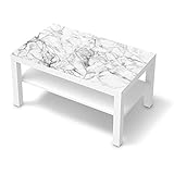 Möbel-Folie passend für IKEA Lack Tisch 90x55 cm I Möbelfolie - Möbel-Tattoo Sticker Aufkleber I Deko Ideen Wohnung für Esszimmer und Wohnzimmer - Design: Marmor weiß