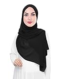 Lina & Lily Damen Muslim Premium Chiffon Hijab Kopftuch Schal aus Leicht Stoff (Schwarz)