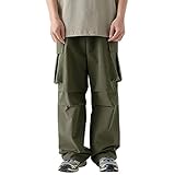 Work Casual Pants Men's Functional Wind Plissee Loose Leggings Men's Casual Pants Shorts Herren Kariert (Green, XL)