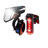 FISCHER Fahrrad LED-Akku Beleuchtungs-Set Twin Stop 100 Lux mit Fernlicht, mit Sensormodus, Lange Leuchtdauer, stabiles Aluminium-Gehäuse, schwarz, 1 Stück
