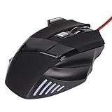 PUSOKEI Gaming-Maus 3200 DPI Einstellbare Ergonomische Optische Kabelgebundene Mäuse Mechanische Maus, RGB-Hintergrundbeleuchtung, Plug and Play, für PC/Laptop/Computerspieler, Plug