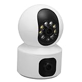 2,4 G WiFi-Überwachungskamera, HD, Kabellose Überwachungskamera, Farb-Nachtsicht, Bewegungserkennung, 2-Wege-Talk, Speicherkartenspeicher, Dual-Objektiv, Baby für Büro (EU-Stecker)