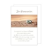 Edition Seidel Premium Glückwunschkarte zur Kommunion mit Umschlag. Kommunionskarte mit Spruch Karte Grusskarte Stein Fisch Junge Mädchen (KO268 SW022)