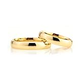 4 mm Ehering-Set 14 Karat vergoldet Paar passendes Ehering-Set Personalisierte Mann und Frau Silber-Ehering-S