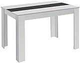 byLIVING Esstisch NORI / Moderner Küchentisch in Weiß / Einlegeplatte wendbar in schwarz oder weiß / kleiner Tisch / 140 x 80, H 75