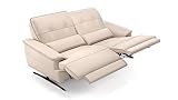 Sofanella Leder 2-Sitzer PERLO - Hochwertige Zweisitzer Couch italienisches Design - Designer Ledersofa mit Relax-Sitzverstellung - C