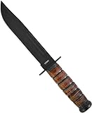 normani USMC Kampfmesser, Griff aus Lederringen Lederscheide, Schwarze Klinge Farbe USMC-Brow
