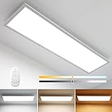 Aimosen Dimmbar LED Panel Deckenleuchte 100x25cm, 28W Super Deckenpanel Lampe mit Fernbedienung, 2700K-6500K LED Panel mit Memory Funktion, 3 Farbtemperatur Deckenbeleuchtung für Büro Wohnzimmer W