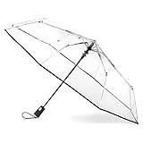 totes Transparenter Regenschirm, automatisches Öffnen, zusammenklappbar, schwarz, Einheitsgröße, Ultra Clear Regenschirm mit automatischer Öffnung
