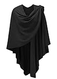 PULI Damen Sweatshirt Strickschal vorne kreuzen Poncho Decke Cape Cardigan Wickelschal , 1-schwarz, Gr. Einheitsgröß