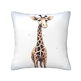 OPSREY Kissenbezug mit niedlichem Giraffen-Druck, 50,8 x 50,8 cm, weich, langlebig, quadratisch, dekorativer Kissenbezug für Bett, Sofa, S
