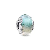 Pandora Mehrfarbiges Murano-Glas & Geschwungene Feder Charm aus Sterling-Silber und Glas in mehreren Farben, Pandora Moments Kollektion, 792577C00