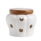 kesurpae Keramik Knoblauchtopf mit Deckel, Elegante und funktionale Aufbewahrungslösung, Keramik Knoblauch Vorratsglas, breite Anwendung, Weiß