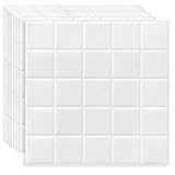 DEWOO Fliesenaufkleber Metro Fliesen Wandfliesen Fliesenfolie Klebefliesen Selbstklebende Weiß Quadratische Küche Bad (30,5 x 30,5cm 10-Stück)