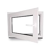 Kellerfenster - Fenster - Dreh- & Kippfunktion - innen weiß/außen weiß - BxH: 50 x 90 cm - 500 x 900 mm - DIN Links - 2 fach Verglasung - 60