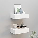 UYSELA Home Furniture Garden Wand-Schubladen-Regale, MDF, 40 x 23,5 x 10 cm, Weiß, 2 Stück