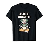 Yoga Hund mit 'Just Breath' Spruch T-S