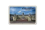Blechschild Städte Karlsruhe Schloss Brunnen Deko 18x12 cm S