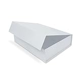 Verpackungswelt Geschenk-Box mit Deckel | 16 x 12 x 4 cm | Geschenk-Karton mit Magnet-Verschluss | Perfekt für Geburtstag, Hochzeit, Weihnachten, Geburt | Geschenk-Verpackung in Weiß
