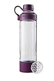 BlenderBottle Mantra Glas Trinkflasche, mit Trinköffnung aus Glas und BlenderBall, geeignet als Yogaflasche, Wasserflasche und Protein Shaker, BPA frei, skaliert bis 530 ml, 600 ml, lila / purp