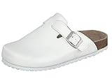 Supersoft Unisex Schuhe Arzt Praxis Clogs Pantoletten in Weiß mit Lederfußbett (Numeric_45)