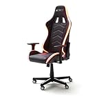 MC Racing Gaming Stuhl Schwarz Weiß höhenverstellbar mit Wippfunktion Gaming Chair mit LED Beleuchtung