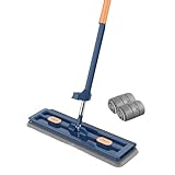 Large Flat Mop with Wring Function, Self-Cleaning Flat Mop for Lazy, 360° Rotating Self-Cleaning Floor Mop Set, Floor Mop Large Surfaces with 137 cm Long Stainless Steel Handle and Microfibre Mop