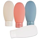 4 Stück Reiseflaschen Set,60 ml Kunststoff Reiseflaschen zum Befüllen Travel Shampoo Bottle Reisebehälter für Shampoo Creme Spülung (Weiß, Pink, Gelb, Blau)