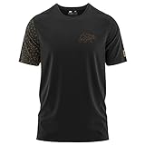 FORSBERG Thyrison T-Shirt Rundhals mit Brustlogo Bär mit Polygon Design hochwertig robust hellgrau Melange für Herren, Farbe:schwarz/Bronze, Größe:L