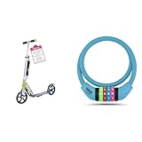 HUDORA BigWheel 205 Scooter - Stabiler Aluminium-Roller & Büchel Fahrradschloss Kinder I Farbenfroh und ohne Schlü