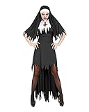 Horror-Shop Dämonische Nonne Damenkostüm mit Haube als Verkleidung für Halloween und Fasching L