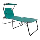 Mojawo XXL Gartenliege Sonnenliege Relaxliege Liege Aluminium mit Kissen gepolstert klappbar Aqua L200xB70xH45/95cm Belastbar bis 150kg