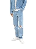 TOM TAILOR Denim Herren 90's Straight Fit Jeans 1035510, 10121 - Destroyed Bleached Blue Denim, 33