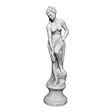 gartendekoparadies.de Statue Venus im Bad auf einem Podest, Steinfigur, H. 75 cm, 19 kg, Grau, frostsicher aus Steinguss für Außenb