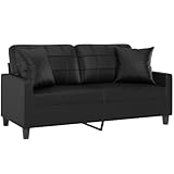 vidaXL Sofa 2 Sitzer, Couch mit Zierkissen, Liegesofa für Wohnzimmer, Polstersofa Sessel Relaxsofa Loungesofa Relaxcouch, Schw