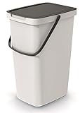 Mülleimer Müllbehälter Abfalleimer Biomülleimer mit Griff und Klappdeckel Abfallsammler Mülltonne Müllsortierer Papierkorb (20L, Aschgrau)