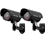 ERWEY Dummy Kamera Fake Überwachung Kamera CCTV mit Blinkendem LED Licht Sicherheitskamera - 2 Stück (Schwarze)