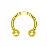 eeddoo Piercing Hufeisen Septum Gold Edelstahl Stärke: 1,2 mm Durchmesser: 6 mm 2,5