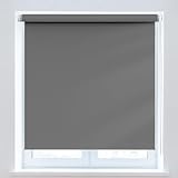 Rollo Thermorollo 55 x 170 cm, Blickdicht Sichtschutz Sonnenschutz, Alu-Jalousie, inklusive Montagematerial, für Fenster & Tür, Dunkelg