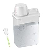 Waschmittel Aufbewahrungsbox: 1800 ml Waschmittelspender mit Messbecher und Schwammbürste, Wiederverwendbar Klarer Waschpulver Aufbewahrungsbox für Flüssigwaschmittel, Festw